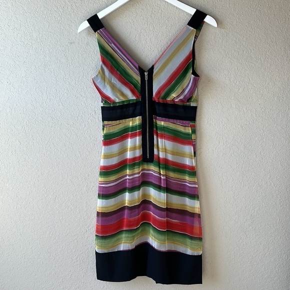 The Limited Colorful Sheer Overlay Empire Waist V Neck Cocktail Dress Size 2 - Picture 9 of 16